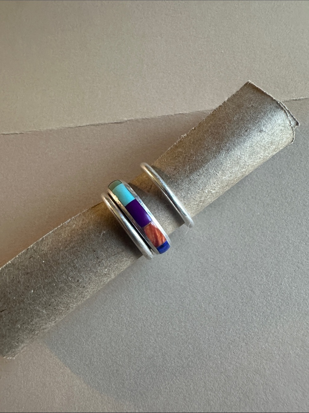 Silpada Retired  Inlay Ring Multicolor Sterling Silver Stackable Set - Picture 5 of 5
